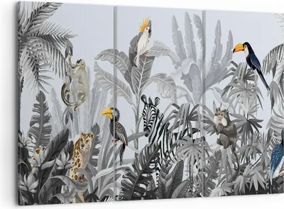 Produktbild von Bild auf Leinwand - Leinwandbild - 3 Teile - Dschungel Tiere Tukane - 105x70cm - Wand Bild - Wanddeko - Wandbilder - Leinwanddruck - Bilder - Wanddekoration - Leinwand bilder - CE105x70-4662