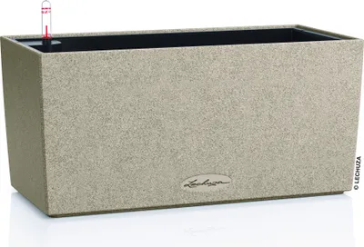 Produktbild von LECHUZA-Pflanzgefäß BALCONERA Stone 40 Sandbeige | Balkonkasten mit Bewässerungssystem und Pflanzeinsatz |  Stein-Optik | 40 x 19 x 19 cm | 15432
