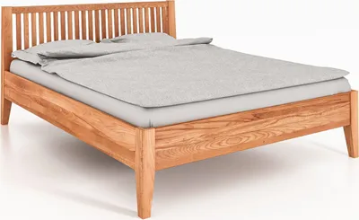 Productafbeelding van Bed ODYS, 120 x 220 cm, gemaakt van massief hout, met een houten hoofdeinde, naturel geolied