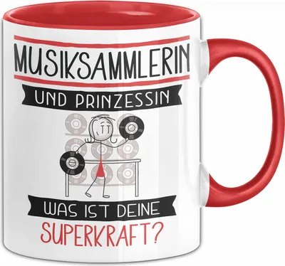 Produktbild von Musiksammlerin Und Prinzessin Tasse Geschenk Für Eine Musiksammlerin Geburtstag Was Ist Deine Superkraft (Rot)