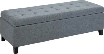 Produktbild von Sitzbank mit Stauraum, Ottomane, Flurbank, Knopfheftung,125,1 cm x 48,9 cm x 41,3 cm, Grau