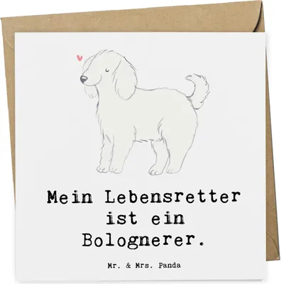 Produktbild von Mr. & Mrs. Panda Grußkarte Bologneser Lebensretter - Weiß - Geschenk, Glückwunschkarte, faltkarte, Klappkarte, anlasskarte, doppelkarte