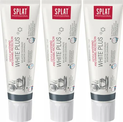 Immagine prodotto di Splat | Dentifricio Professional White Plus - 3 x 100 ml - Sbiancante - Antibatterico - Al fluoro
