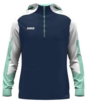 Productafbeelding van JAKO Zip Hoodie Dynamic 152, marineblauw/wit/mintgroen