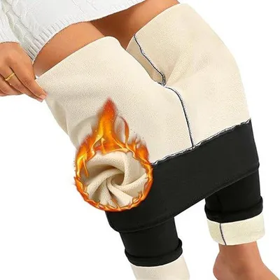 Obrázek produktu pro Zimní teplé fleecové legíny pro ženy – silné, elastické, termo, měkké – fleecové kalhoty