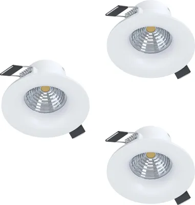 Produktbild von EGLO 3er Set Einbaustrahler Saliceto, dimmbare Deckenspots, runde Deckenstrahler aus Aluminium in Weiß, warmweiß, Ø 8,8 cm