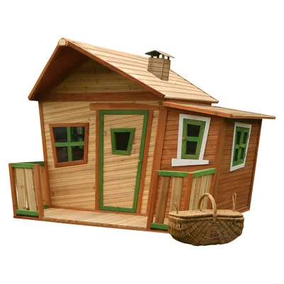 Image de AXI Maison de jeu Lisa en bois | Maison de jeu d'extérieur pour enfants avec véranda pour le jardin en brun & vert | Maison de jardin pour enfants avec fenêtres