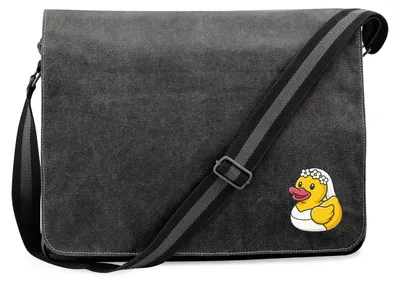 Produktbild von Huuraa Umhängetasche Quietscheente Braut Gummiente Hochzeit 14 Liter Black Canvas Laptoptasche Geschenkidee