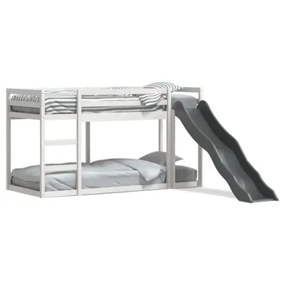 Obrázok produktu pre Maison Exclusive - Poschodová posteľ šmýkačka a rebrík biela 90x200 cm borovica