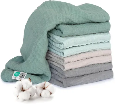 Immagine prodotto di Pannolini lavabili, 70x70 cm, confezione da 8 pezzi, tessuto a doppio strato, disponibili nei colori: verde iceberg, bianco, menta, grigio, adatti per neonati