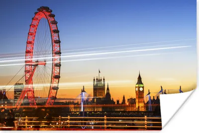 Produktbild von MuchoWow® Poster Lichtstrahlen entlang des London Eye in England 90x60 cm - Schlafzimmer