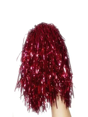 Produktbild von Rote Pom Poms Cheerleader Puschel mit Griffen rot metallic Zubehör
