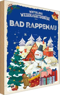 Produktbild von vianmo Holzschild 18x12 cm Weihnachtsgrüße aus BAD RAPPENAU Weihnachten