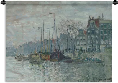 Produktbild von MuchoWow® Wandteppich Wandbehang Zaandam der Deich - Gemälde von Claude Monet 150x112.50 cm Tapisserie Dekoration Wandtuch - Wanddecke - Wandteppiche