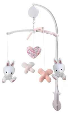 Immagine prodotto di DOMIVA Rabbit Musical Mobile - PVC Arch - Removable Plush Toys - White/Pink - 34 x 65 cm
