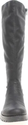 A full-front view of a black winter boot.