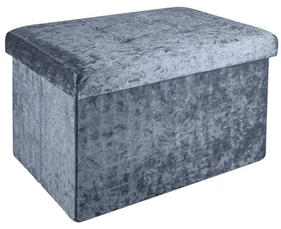 Klappbare Sitzbank 49x30x30 cm Samtgrau – Sitzwürfel mit Stauraum