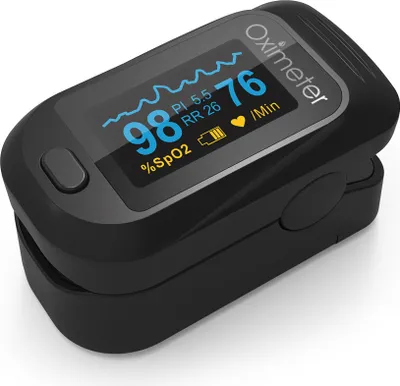 Imagen del producto de Oxímetro de dedo AIORBER, con pantalla OLED, indicador de batería, para medir la saturación de oxígeno (SpO2) y la frecuencia cardíaca, color