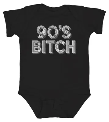 Productafbeelding van 90's Bitch - Retrocadeau uit de jaren 90 - Vintage babyromper uit de jaren 90 - Unisex - Zwart - Maat 3/6 maanden