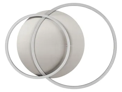 A modern LED wall or ceiling light with a circular design and two overlapping rings.