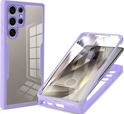 Immagine prodotto di Custodia per Samsung Galaxy S25 Ultra, custodia protettiva a 360° con protezione dello schermo Viola