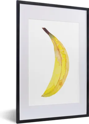 Produktbild von MuchoWow® Gerahmtes Poster Banane - Obst - Aquarell 40x60 cm - Poster mit Schwarzem Bilderrahmen Wandposter Rahmen Foto Bilder - Poster in Rahmen
