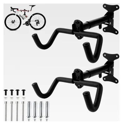 Produktbild von 2 Stück faltbare Fahrrad Wandhalterung, 30 kg Tragfähigkeit, Metall Fahrradhalterung für Wand, Schwarz