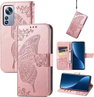 Produktbild von König Design Hülle kompatibel mit Xiaomi 12 Pro Kunstleder Handyhülle - Handy Case Rose Gold
