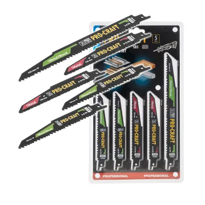 Image de Lot de 5 lames de scie sabre Procraft SB5, 150 - 225 mm, pour le bois / le métal / le plastique