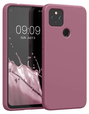 Produktbild von kwmobile Hülle kompatibel mit Google Pixel 4a 5G Hülle - gummierte TPU Silikon Handyhülle - Schutzhülle für kabelloses Laden - Case in Dark Rose