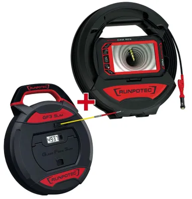 Image de Caméra d'inspection de canalisations RUNPOTEC, sonde de 15 m, GF3 de 30 m, batterie, IP67, écran couleur, 1 pièce.