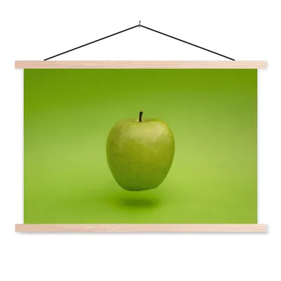 Produktbild von MuchoWow® Textilposter Obst - Apfel - Grün 60x40 cm mit holzfarbenen Rahmen - Bilder