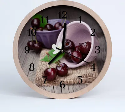 Produktbild von Holzuhr 30fi cm wanduhr - Obst Kirschen