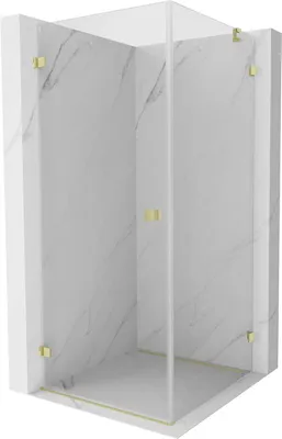 Image de Mexen Lunar-B cabine de douche pivotante gauche 100 x 100 cm, transparent, or brossé - 832-100-100-55-00-L