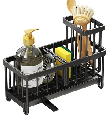 Spoelbakorganizer aus Edelstahl, schwarz, 23x9x10 cm