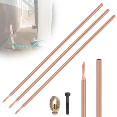 Erdungsset 3x1 m, φ14,2 mm, kupferbeschichtet, mit Klemme