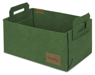 Image de Panier de rangement Corbeille en feutre vert 30 x 20 x 15 cm