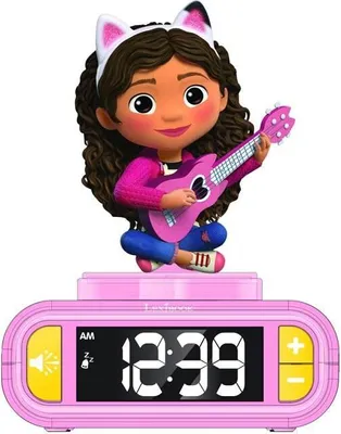 Image de Réveil Digital Gabby et la Maison Magique, Veilleuse Colorée, 6 Sonneries, Écran LCD, Fonction Snooze, Effets Sonores