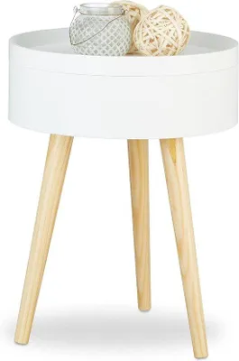 Produktbild von Famanu Beistelltisch mit skandinavischem Design und Ablage - 50 x 38 cm - weiß