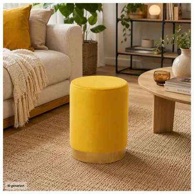 Produktbild von Reese Hocker Samt Gelb Ø 32 cm, Höhe 42 cm, belastbar bis 120 kg, Goldsockel