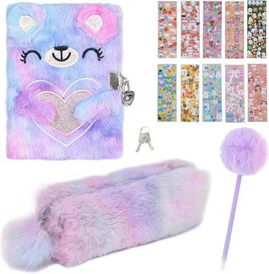 Produktbild von Famanu Tagebuch mit Schloss und Stift für Mädchen - Plüsch Einhorn