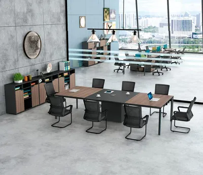 Immagine prodotto di Tavolo da conferenza Tavolo da ufficio Tavolo da lavoro Scrivania Legno Nero Grande