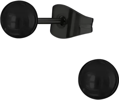 Produktbild von Ohrringe Ohrstecker 316L Chirurgenstahl mit schwarzer Kugel 2-6mm Größe - 4 mm