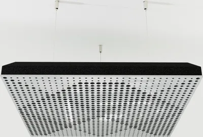 Acoustic ceiling panel suspended from the ceiling.