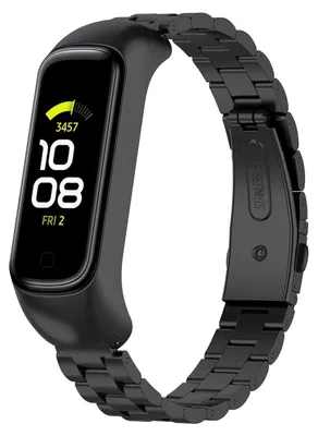 Produktbild von By Qubix Edelstahl-Gliederarmband - Schwarz - passend für Samsung Galaxy Fit 2