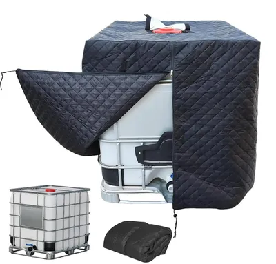 Produktbild von IBC Tank Abdeckung Winterfest 1000L Frostschutz Reißverschluss 210D Oxford Schwarz 120x100x116cm