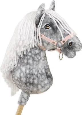 Image de Hobby Horse Premium - Cheval à Poupée Grise avec Crinière Blanche sur Bâton