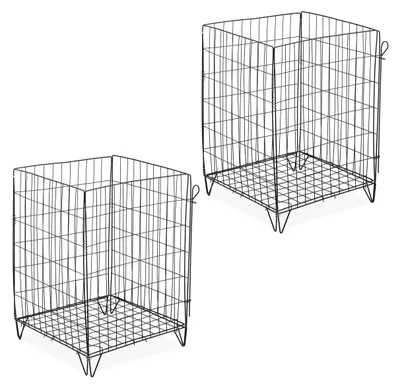 Image de Compostier Relaxdays en métal, avec grille de fond et pieds, dimensions : 68 x 46 x 46 cm, pour déchets de jardin, grille à compost, acier, noir