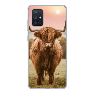 Produktbild von MuchoWow® Handyhülle Schutzhülle Hülle für Samsung Galaxy A51 Schottischer Highlander - Sonne - Himmel Silikon Softcase Handy Hülle - Schutzabdeckung