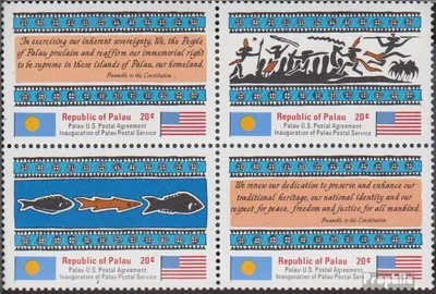 Produktbild von Briefmarken Palau-Inseln 1983 Mi 1-4 Viererblock (kompl.Ausg.) postfrisch Postalische Unabhängigkeit